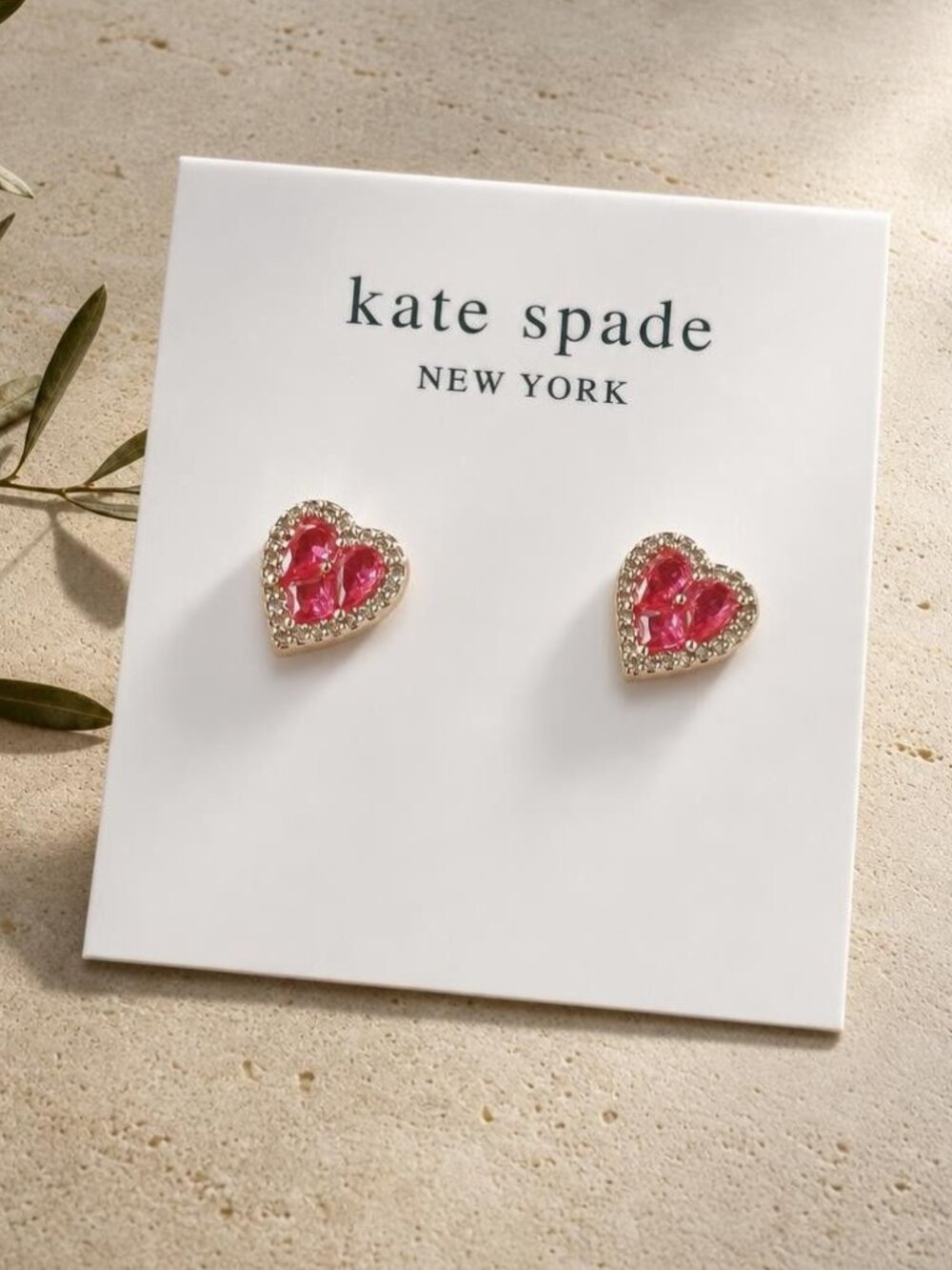 Kate Spade Spell It Out Heart Rose Gold Stud Earrings